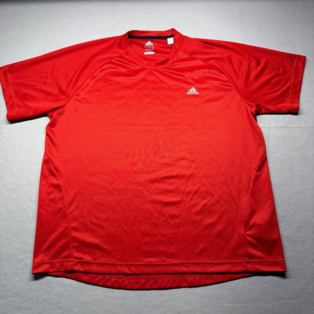 Adidas Climalite Men's XL Red Lightweight Short Sleeve Crew Neck Logo T-Shirt